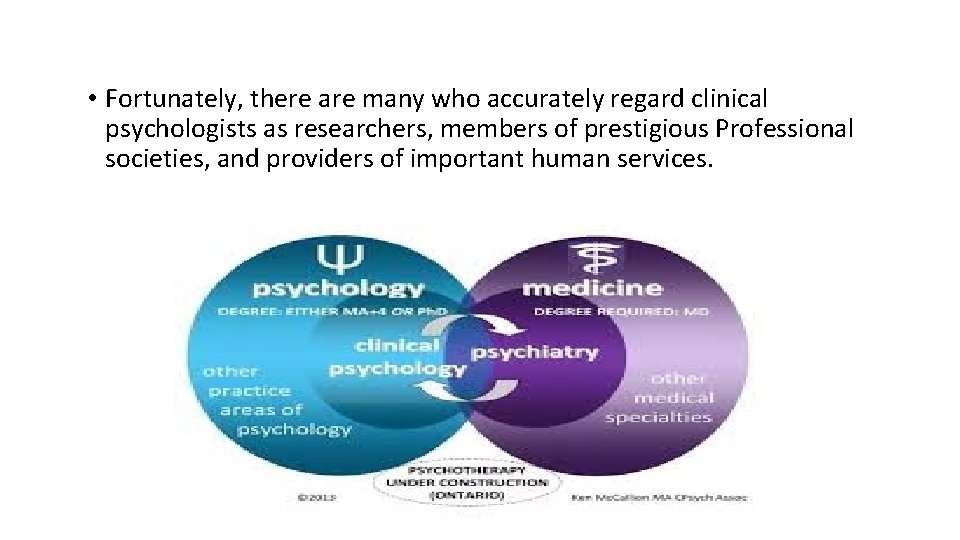  • Fortunately, there are many who accurately regard clinical psychologists as researchers, members