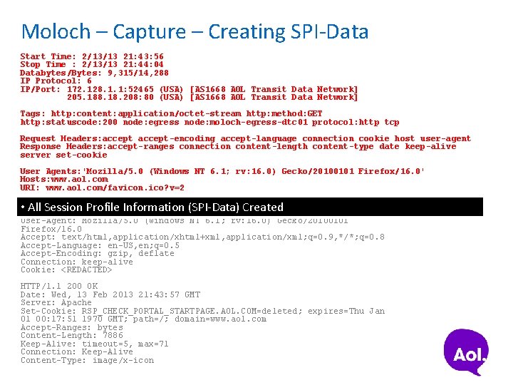 Moloch – Capture – Creating SPI-Data Start Time: 2/13/13 21: 43: 56 Stop Time