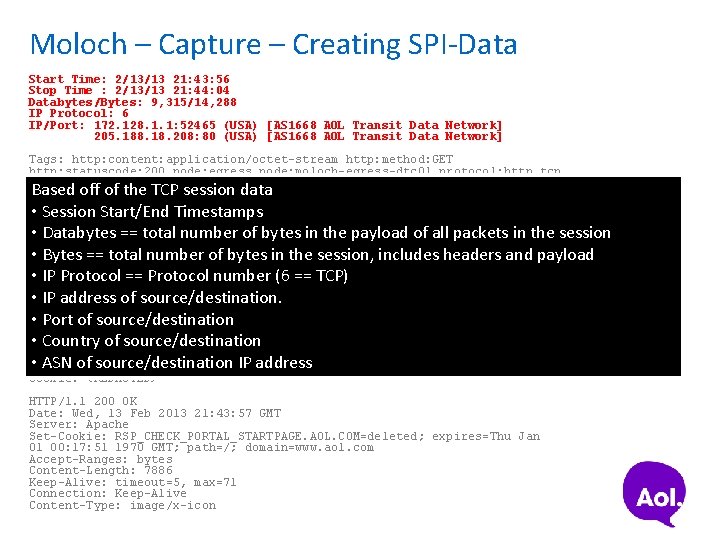 Moloch – Capture – Creating SPI-Data Start Time: 2/13/13 21: 43: 56 Stop Time