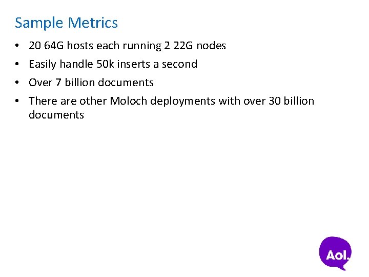 Sample Metrics • • 20 64 G hosts each running 2 22 G nodes