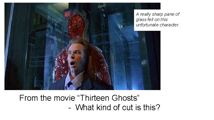 A really sharp pane of glass fell on this unfortunate character. From the movie A really sharp pane of glass fell on this unfortunate character. From the movie