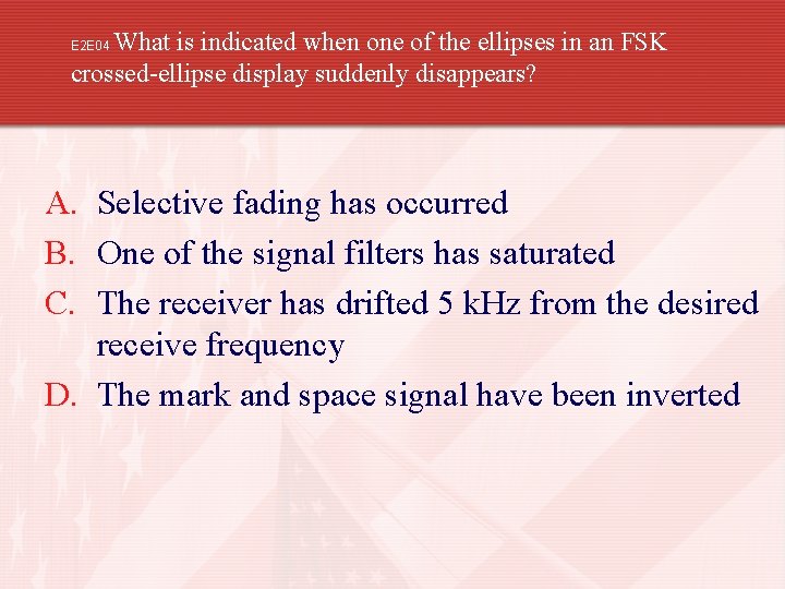 What is indicated when one of the ellipses in an FSK crossed-ellipse display suddenly