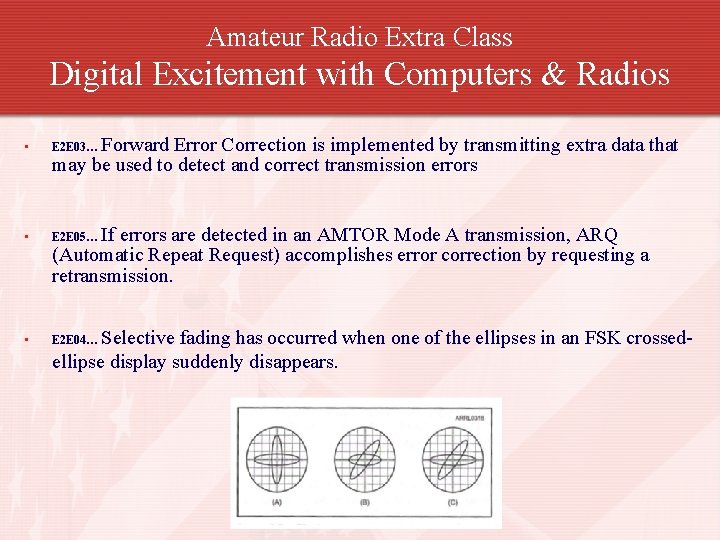 Amateur Radio Extra Class Digital Excitement with Computers & Radios Forward Error Correction is