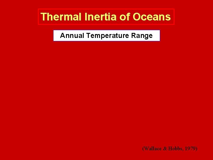 Thermal Inertia of Oceans Annual Temperature Range (Wallace & Hobbs, 1979) 