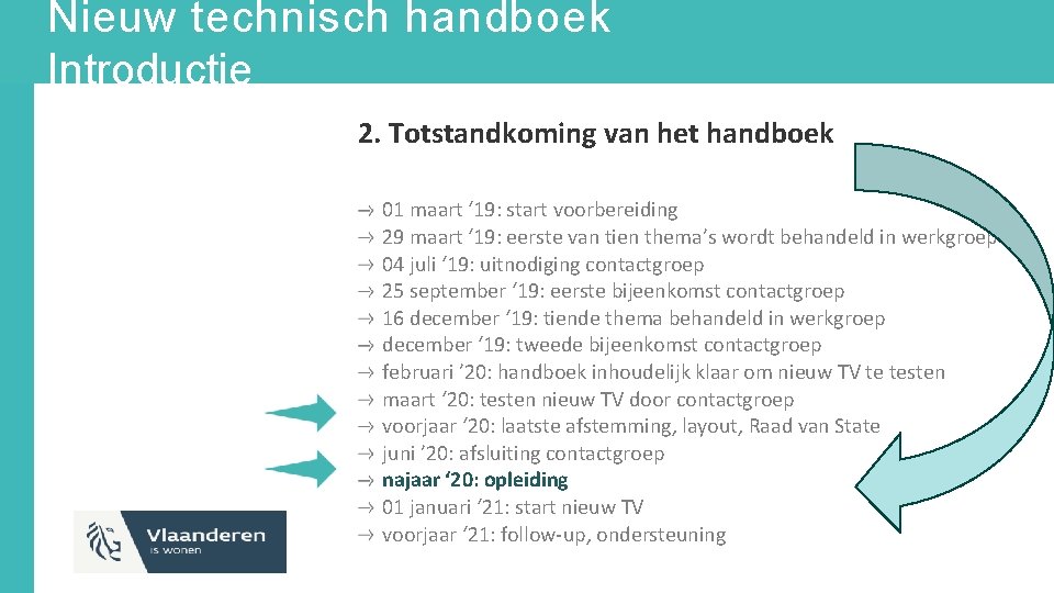 Nieuw technisch handboek Introductie 2. Totstandkoming van het handboek 01 maart ‘ 19: start