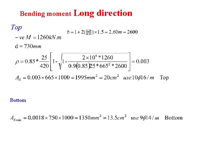 Bending moment Long Top Bottom direction 