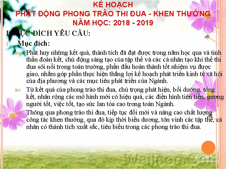 KẾ HOẠCH PHÁT ĐỘNG PHONG TRÀO THI ĐUA - KHEN THƯỞNG NĂM HỌC: 2018