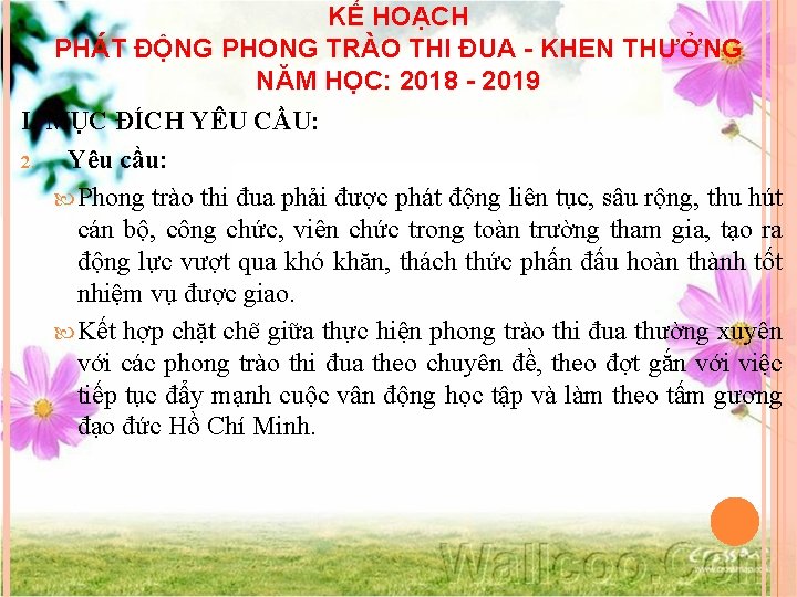 KẾ HOẠCH PHÁT ĐỘNG PHONG TRÀO THI ĐUA - KHEN THƯỞNG NĂM HỌC: 2018