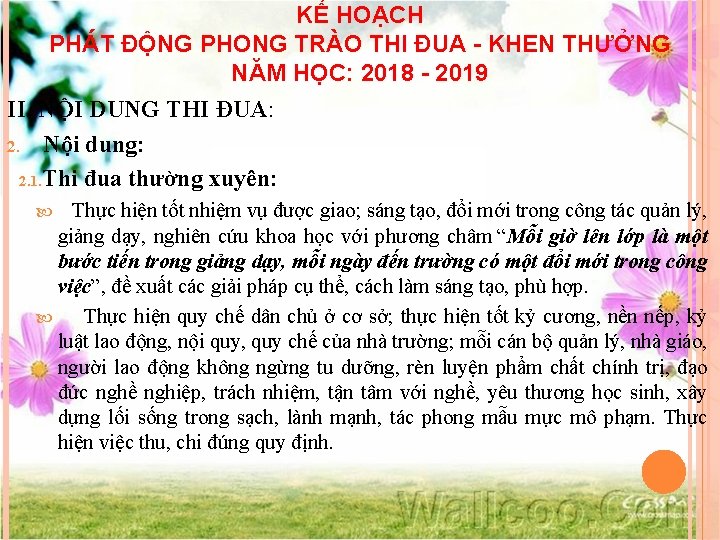 KẾ HOẠCH PHÁT ĐỘNG PHONG TRÀO THI ĐUA - KHEN THƯỞNG NĂM HỌC: 2018