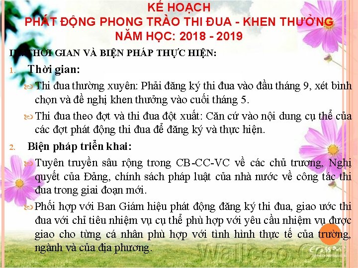 KẾ HOẠCH PHÁT ĐỘNG PHONG TRÀO THI ĐUA - KHEN THƯỞNG NĂM HỌC: 2018