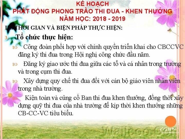 KẾ HOẠCH PHÁT ĐỘNG PHONG TRÀO THI ĐUA - KHEN THƯỞNG NĂM HỌC: 2018