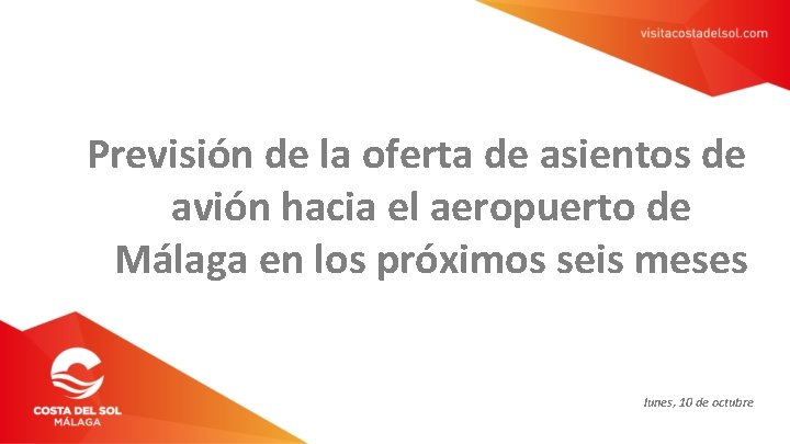 Previsión de la oferta de asientos de avión hacia el aeropuerto de Málaga en