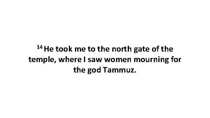 14 He took me to the north gate of the temple, where I saw