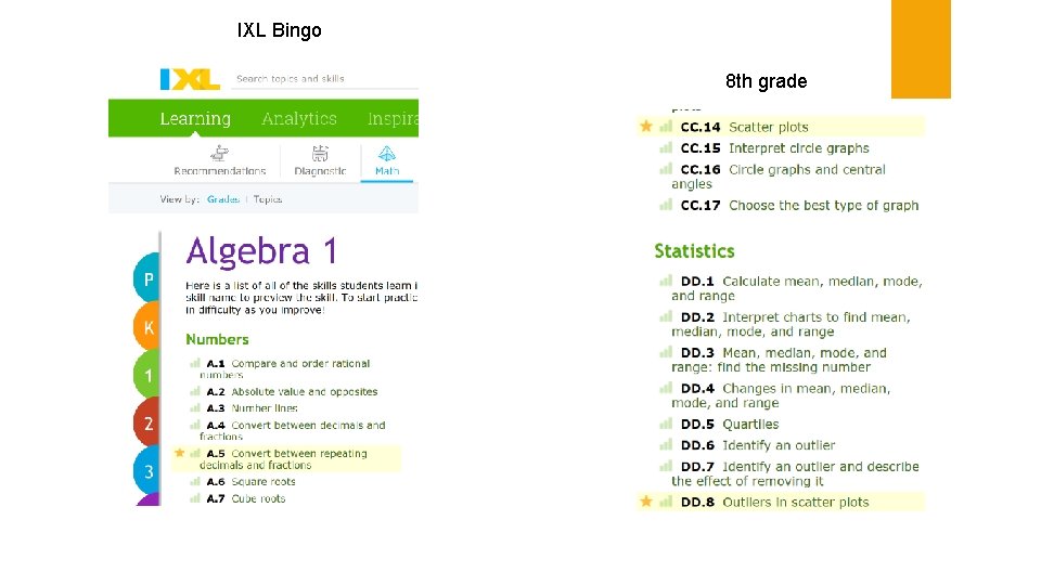 IXL Bingo 8 th grade 