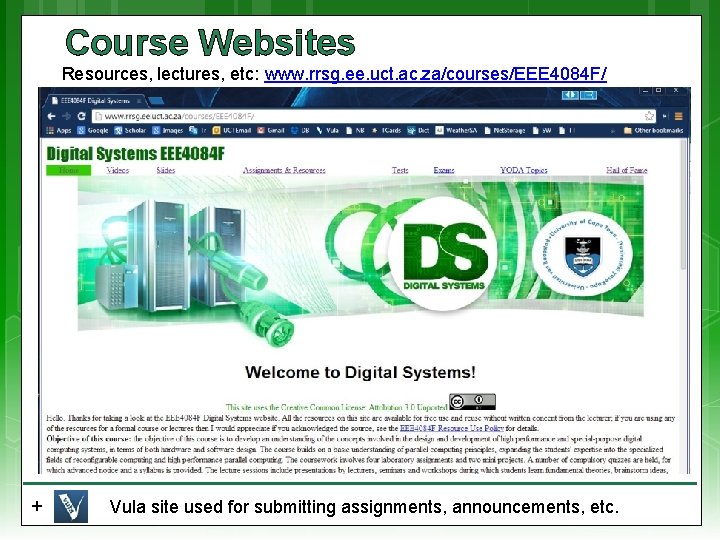 Course Websites Resources, lectures, etc: www. rrsg. ee. uct. ac. za/courses/EEE 4084 F/ +