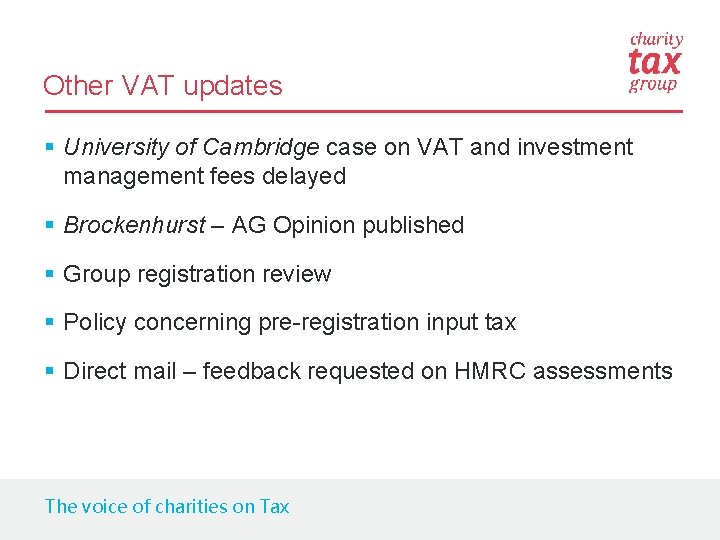 Other VAT updates § University of Cambridge case on VAT and investment management fees