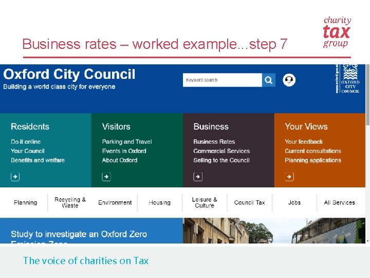 Business rates – worked example. . . step 7 The voice of charities on