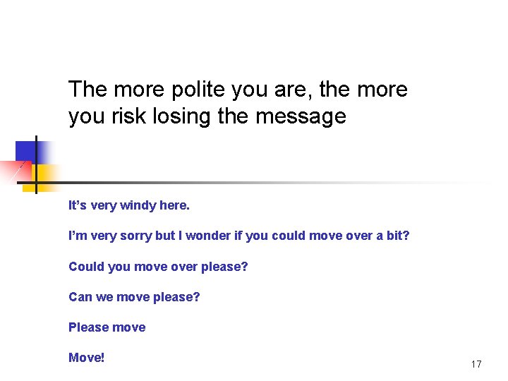 The more polite you are, the more you risk losing the message It’s very