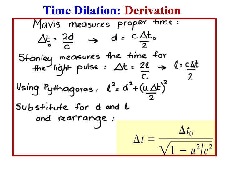 Time Dilation: Derivation 