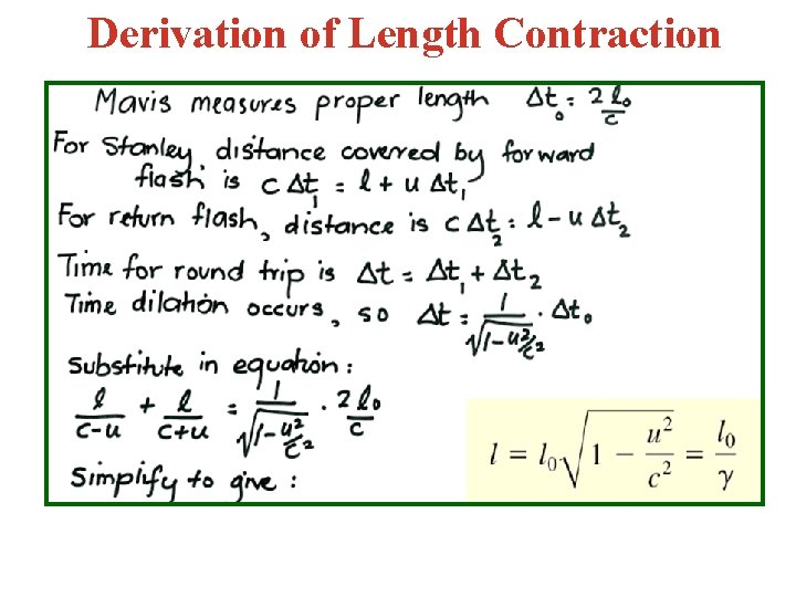 Derivation of Length Contraction 
