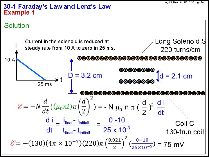 30 -1 Faraday's Law and Lenz's Law Example 1 Aljalal-Phys. 102 -142 -Ch 30