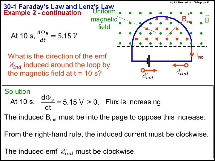 30 -1 Faraday's Law and Lenz's Law Uniform Example 2 - continuation magnetic field