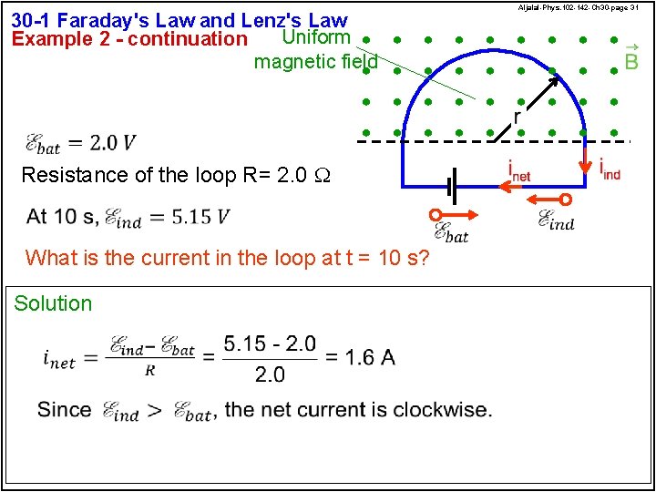 30 -1 Faraday's Law and Lenz's Law Uniform Example 2 - continuation magnetic field