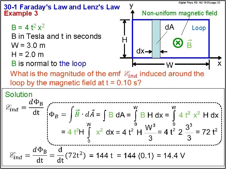 30 -1 Faraday's Law and Lenz's Law Example 3 B = 4 t 2