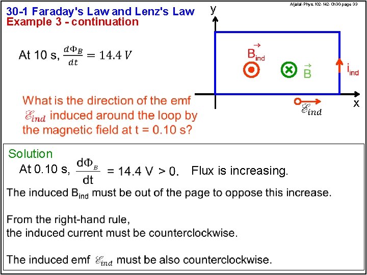 30 -1 Faraday's Law and Lenz's Law Example 3 - continuation Solution At 0.