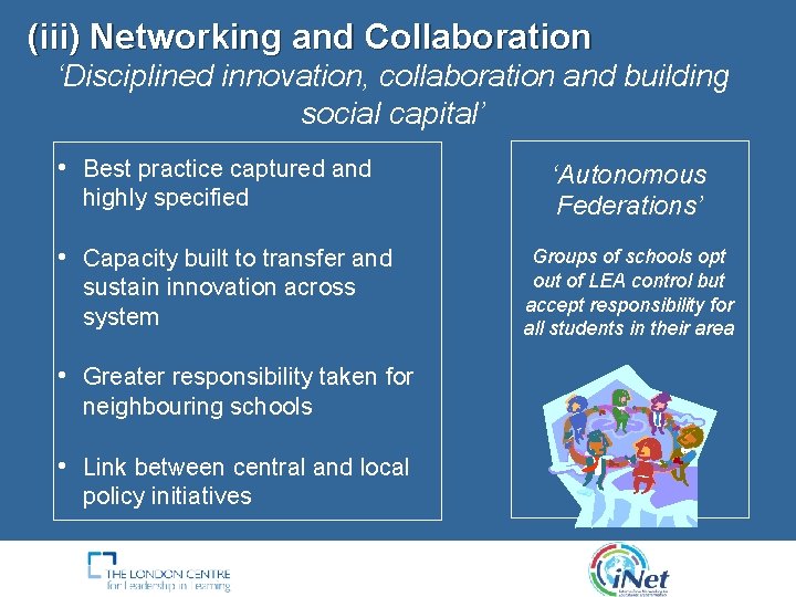 (iii) Networking and Collaboration ‘Disciplined innovation, collaboration and building social capital’ • Best practice (iii) Networking and Collaboration ‘Disciplined innovation, collaboration and building social capital’ • Best practice