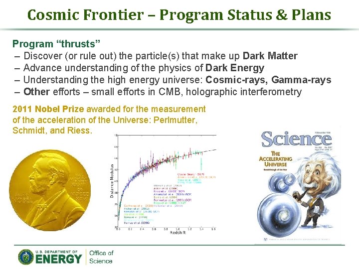 Cosmic Frontier – Program Status & Plans Program “thrusts” – Discover (or rule out)