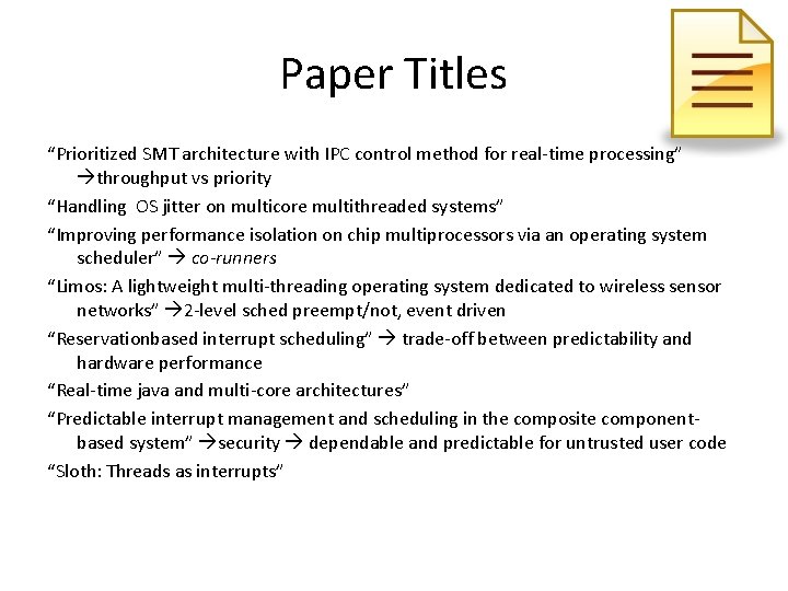 Paper Titles “Prioritized SMT architecture with IPC control method for real-time processing” throughput vs