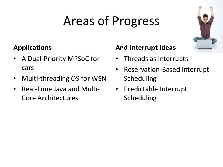 Areas of Progress Applications And Interrupt Ideas • A Dual-Priority MPSo. C for cars