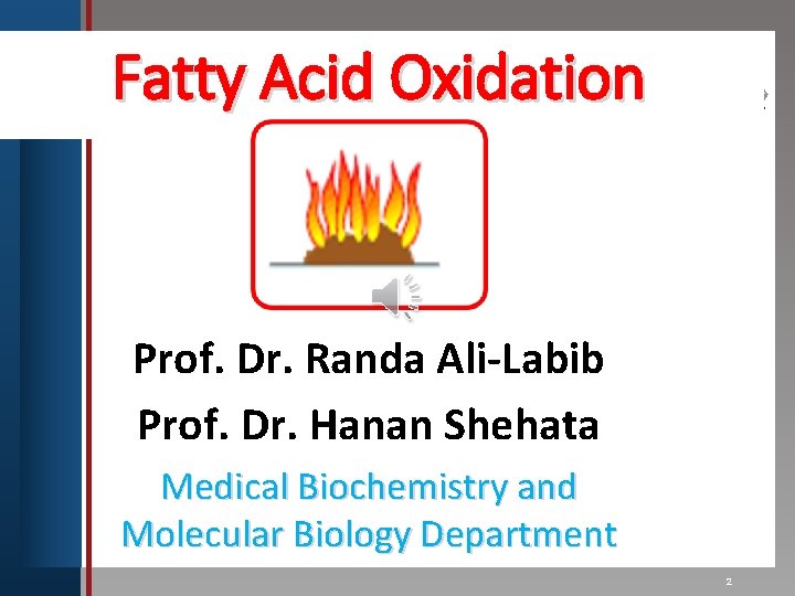 Fatty Acid Oxidation Click to edit Master title style • Edit Master text styles