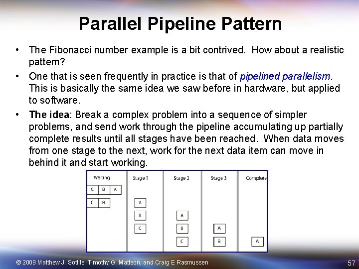 Parallel Pipeline Pattern • The Fibonacci number example is a bit contrived. How about
