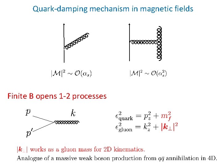 Quark-damping mechanism in magnetic fields Finite B opens 1 -2 processes 