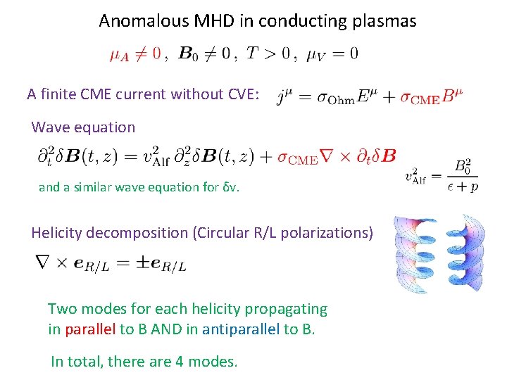 Anomalous MHD in conducting plasmas A finite CME current without CVE: Wave equation and