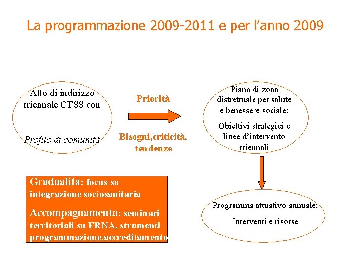La programmazione 2009 -2011 e per l’anno 2009 Atto di indirizzo triennale CTSS con
