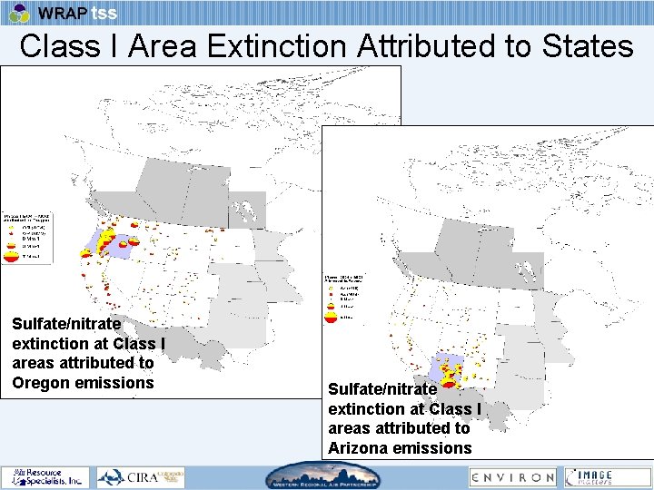 Class I Area Extinction Attributed to States Sulfate/nitrate extinction at Class I areas attributed