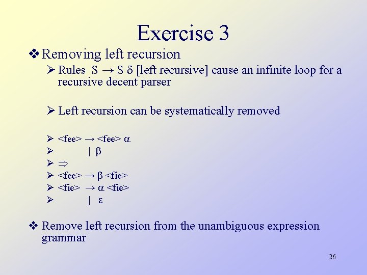 Programming Languages CS 550 Lecture 1 Summary Grammars