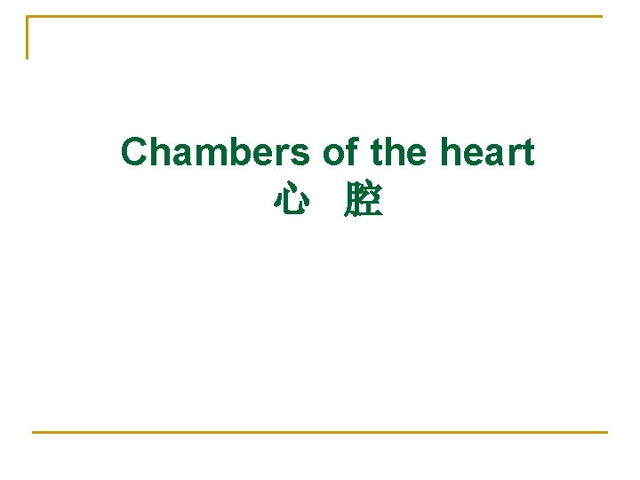 Chambers of the heart 心 腔 