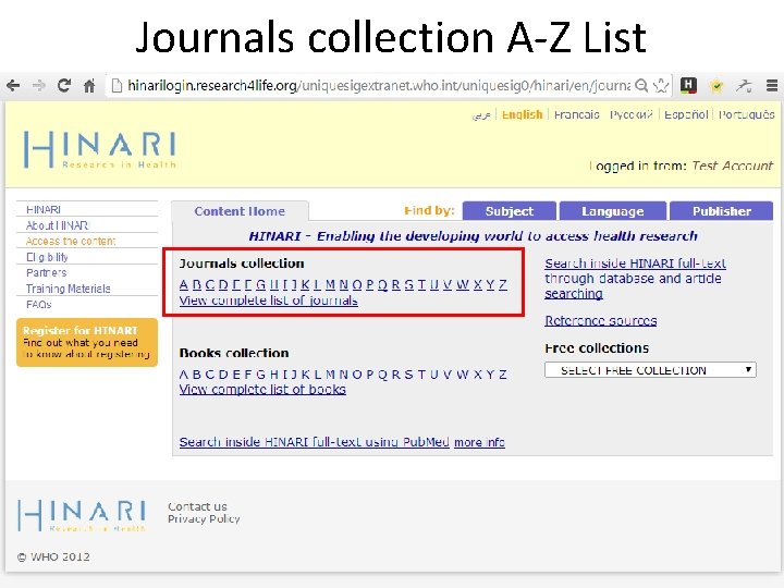 Journals collection A-Z List 