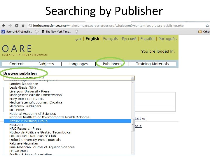 Searching by Publisher 