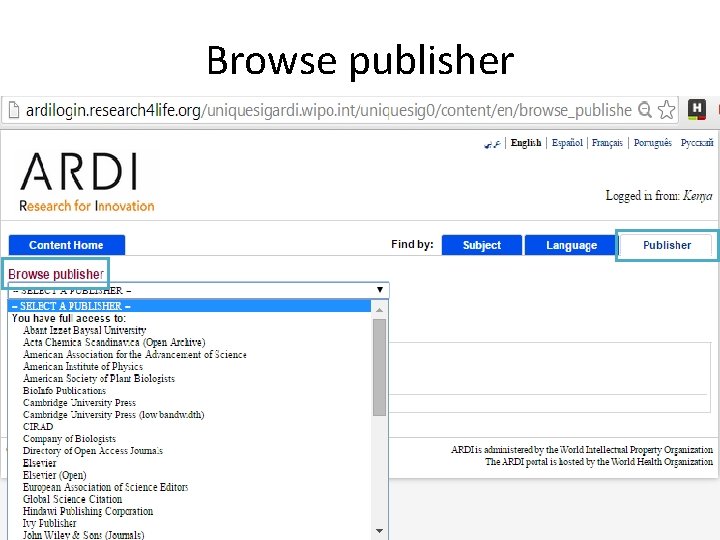 Browse publisher 