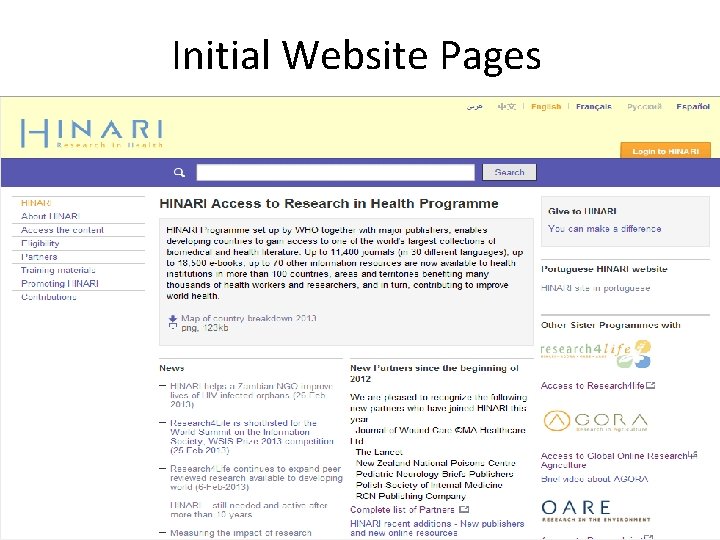 Initial Website Pages 