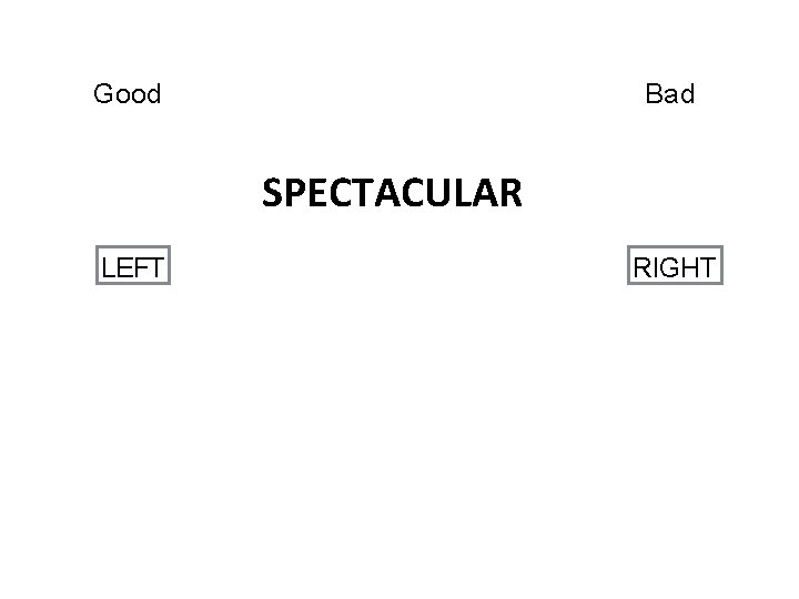 Good Bad SPECTACULAR LEFT RIGHT 