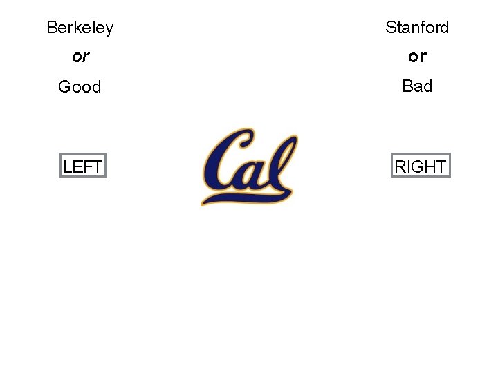 Berkeley Stanford or or Good Bad LEFT RIGHT 