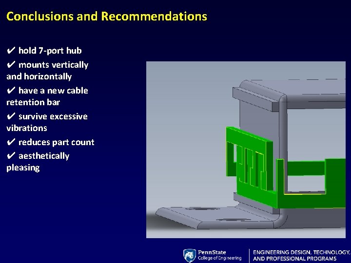 Conclusions and Recommendations ✔ hold 7 -port hub ✔ mounts vertically and horizontally ✔