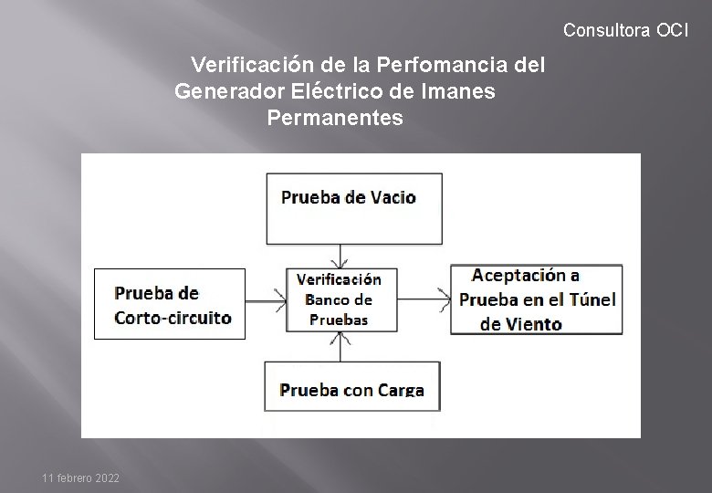 Consultora OCI Verificación de la Perfomancia del Generador Eléctrico de Imanes Permanentes 11 febrero