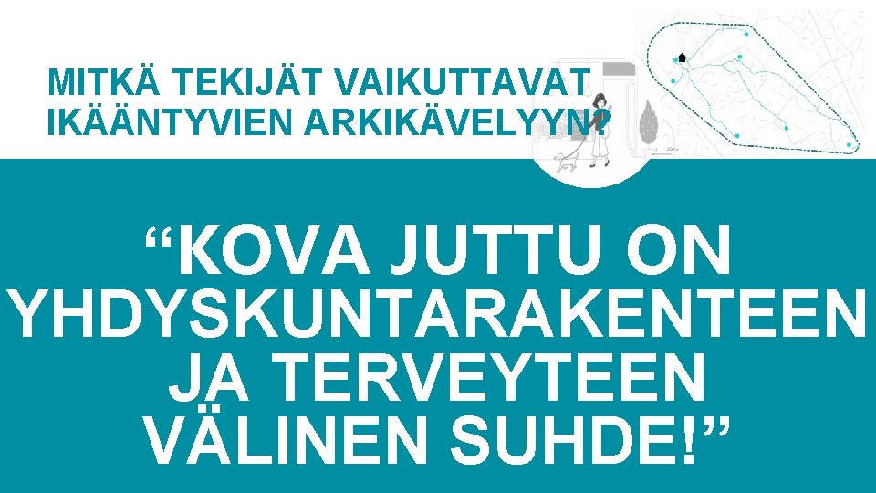 MITKÄ TEKIJÄT VAIKUTTAVAT IKÄÄNTYVIEN ARKIKÄVELYYN? YKSILÖ YMPÄRISTÖ “KOVA JUTTU ON YHDYSKUNTARAKENTEEN JA TERVEYTEEN ARKIKÄVELY